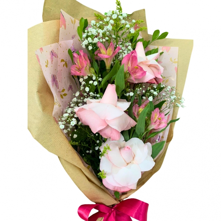Buquê com 3 rosas na cor rosa Buquê com 3 rosas na cor rosa