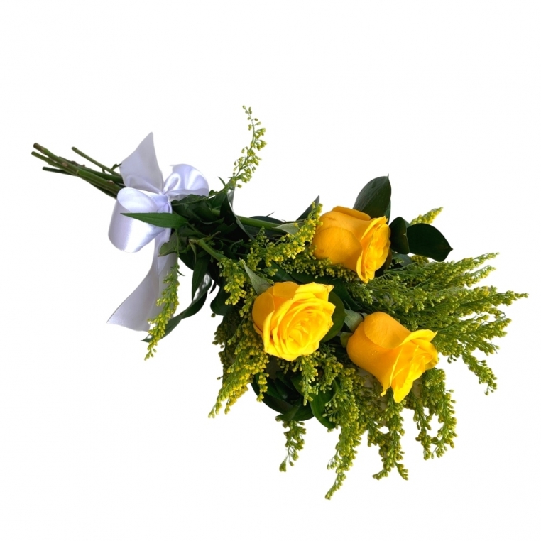 Buquê com 3 rosas amarelas Buquê com 3 rosas amarelas
