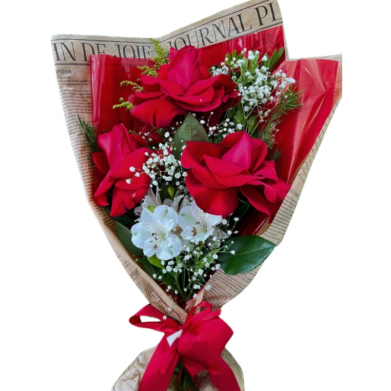 Buquê com 3 rosas vermelhas Buquê com 3 rosas vermelhas