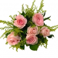 Buquê com 6 rosas na cor rosa