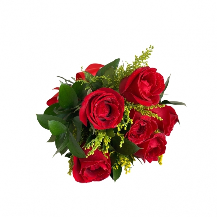 Buquê com 6 rosas vermelhas