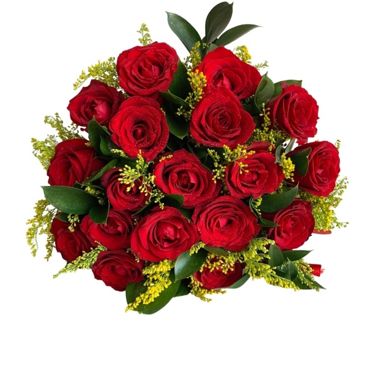 Buquê com 18 rosas vermelhas