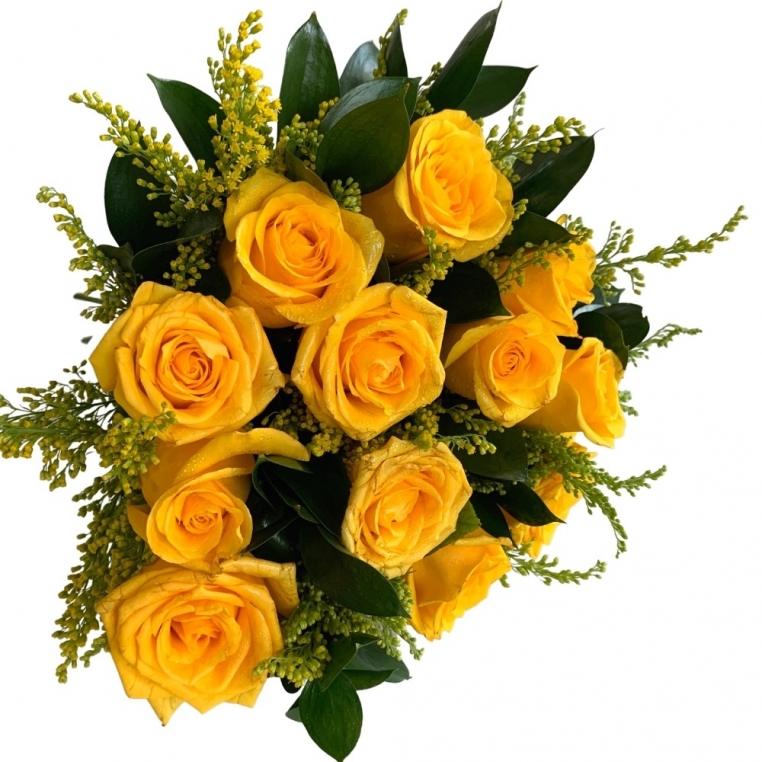 Buquê com 12 rosas amarelas